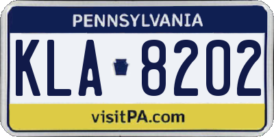 PA license plate KLA8202