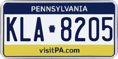 PA license plate KLA8205