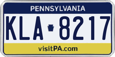 PA license plate KLA8217