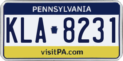 PA license plate KLA8231