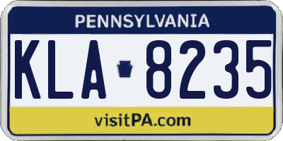 PA license plate KLA8235