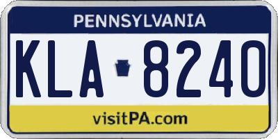 PA license plate KLA8240