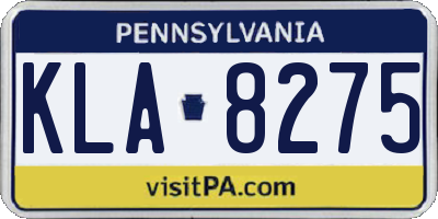 PA license plate KLA8275