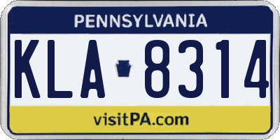 PA license plate KLA8314