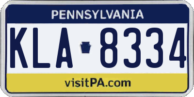 PA license plate KLA8334