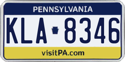 PA license plate KLA8346