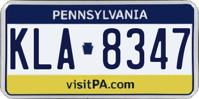 PA license plate KLA8347
