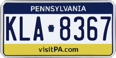 PA license plate KLA8367