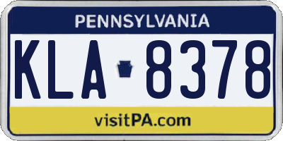 PA license plate KLA8378