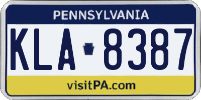 PA license plate KLA8387