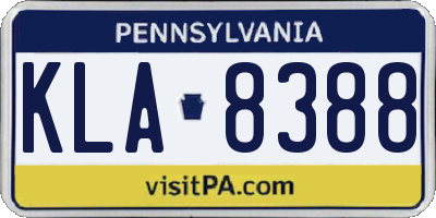 PA license plate KLA8388