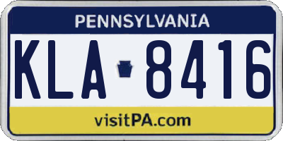 PA license plate KLA8416