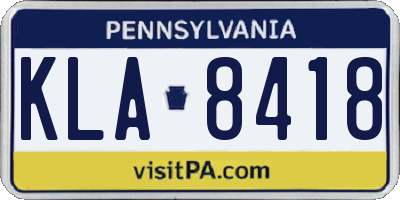PA license plate KLA8418