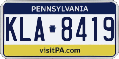 PA license plate KLA8419