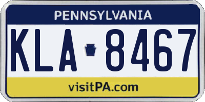 PA license plate KLA8467