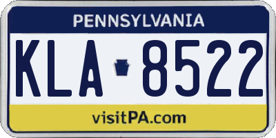 PA license plate KLA8522