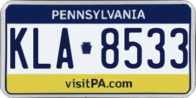 PA license plate KLA8533