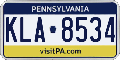 PA license plate KLA8534