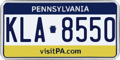 PA license plate KLA8550