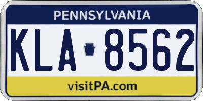 PA license plate KLA8562