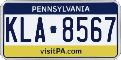 PA license plate KLA8567