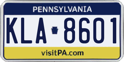 PA license plate KLA8601