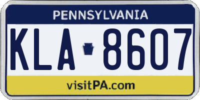 PA license plate KLA8607
