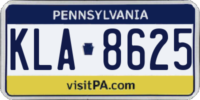 PA license plate KLA8625