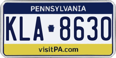 PA license plate KLA8630