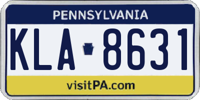 PA license plate KLA8631
