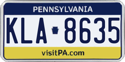 PA license plate KLA8635