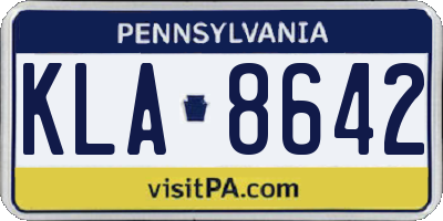 PA license plate KLA8642