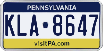 PA license plate KLA8647