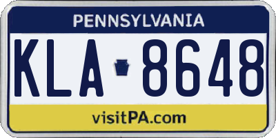 PA license plate KLA8648