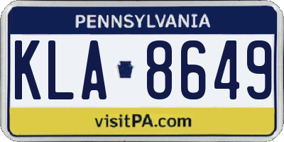 PA license plate KLA8649
