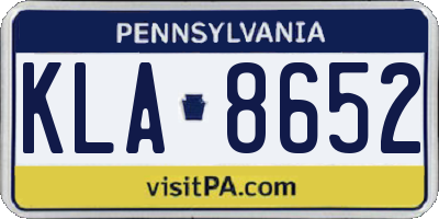 PA license plate KLA8652