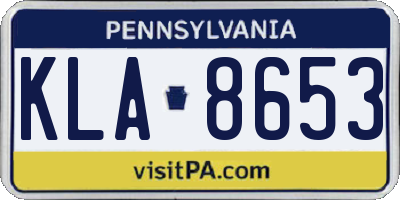 PA license plate KLA8653