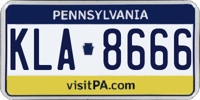 PA license plate KLA8666