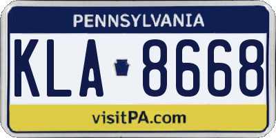 PA license plate KLA8668