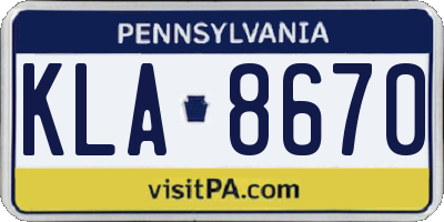 PA license plate KLA8670