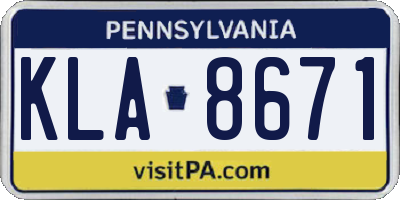 PA license plate KLA8671