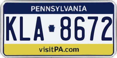 PA license plate KLA8672