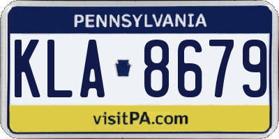 PA license plate KLA8679