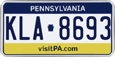 PA license plate KLA8693