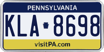 PA license plate KLA8698