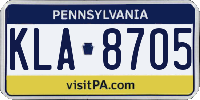 PA license plate KLA8705