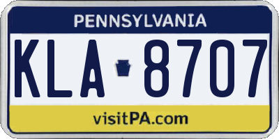 PA license plate KLA8707
