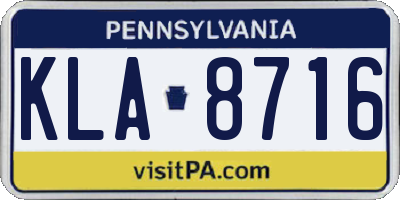 PA license plate KLA8716