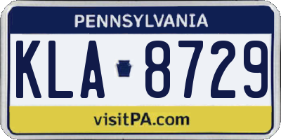PA license plate KLA8729