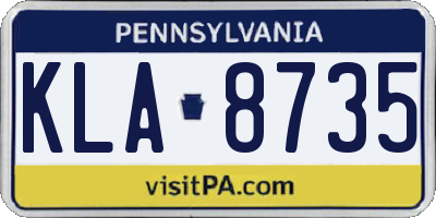 PA license plate KLA8735